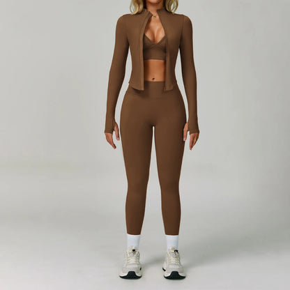 Ensemble Yoga Sans Couture Femme 2/3 Pièces - Legging, Brassière & Top