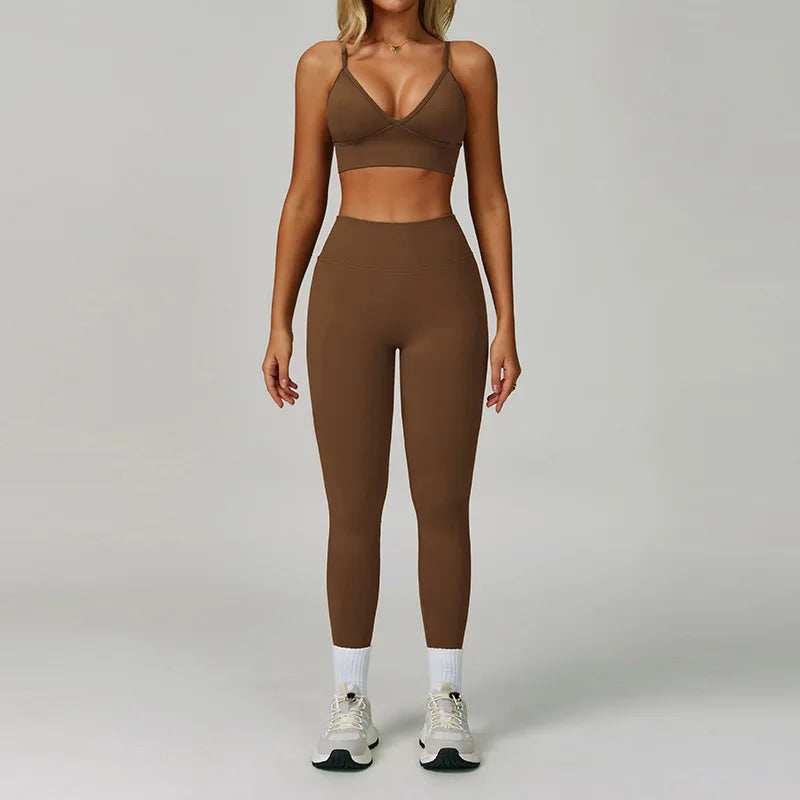 Ensemble Yoga Sans Couture Femme 2/3 Pièces - Legging, Brassière & Top