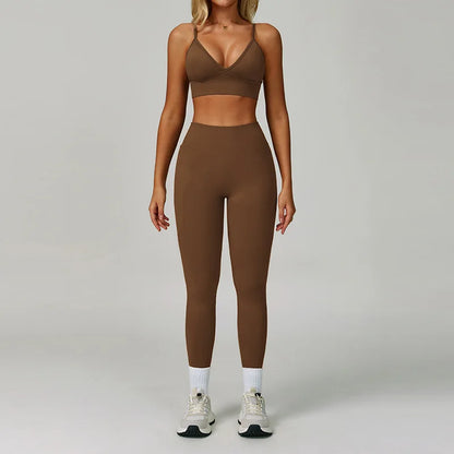Ensemble Yoga Sans Couture Femme 2/3 Pièces - Legging, Brassière & Top
