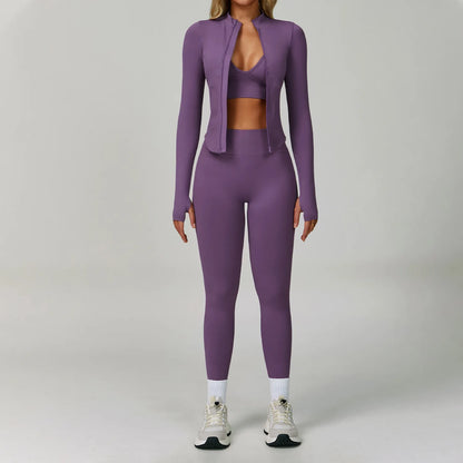Ensemble Yoga Sans Couture Femme 2/3 Pièces - Legging, Brassière & Top