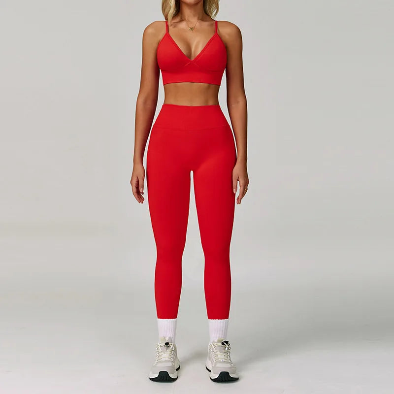 Ensemble Yoga Sans Couture Femme 2/3 Pièces - Legging, Brassière & Top