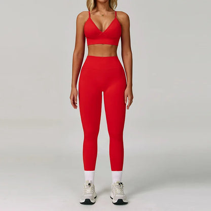 Ensemble Yoga Sans Couture Femme 2/3 Pièces - Legging, Brassière & Top