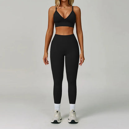 Ensemble Yoga Sans Couture Femme 2/3 Pièces - Legging, Brassière & Top