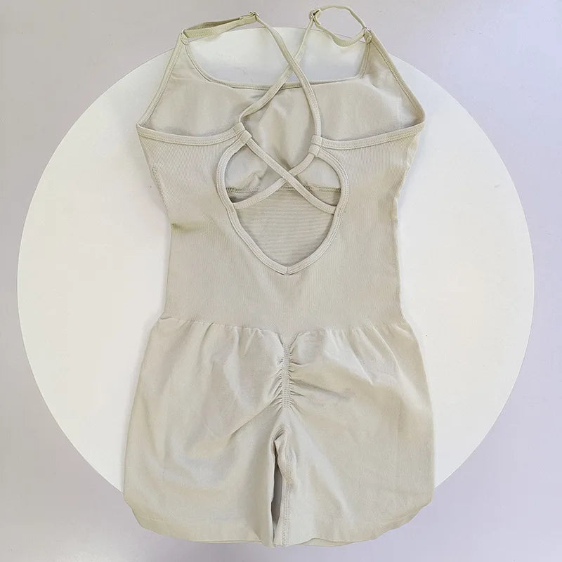Combinaison Yoga Femme Une Pièce - Jumpsuit Fitness Gainant & Brassière Intégrée