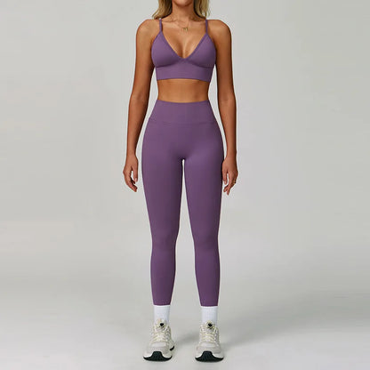 Ensemble Yoga Sans Couture Femme 2/3 Pièces - Legging, Brassière & Top