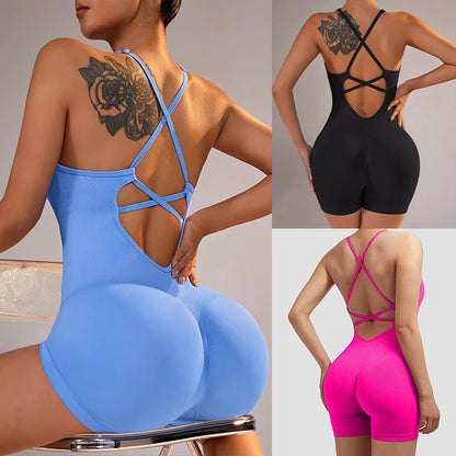 Combinaison Yoga Femme Une Pièce - Jumpsuit Fitness Gainant & Brassière Intégrée
