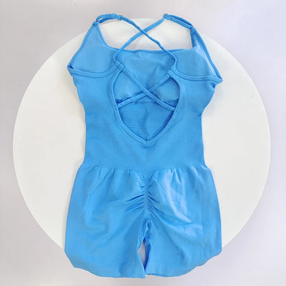 Combinaison Yoga Femme Une Pièce - Jumpsuit Fitness Gainant & Brassière Intégrée
