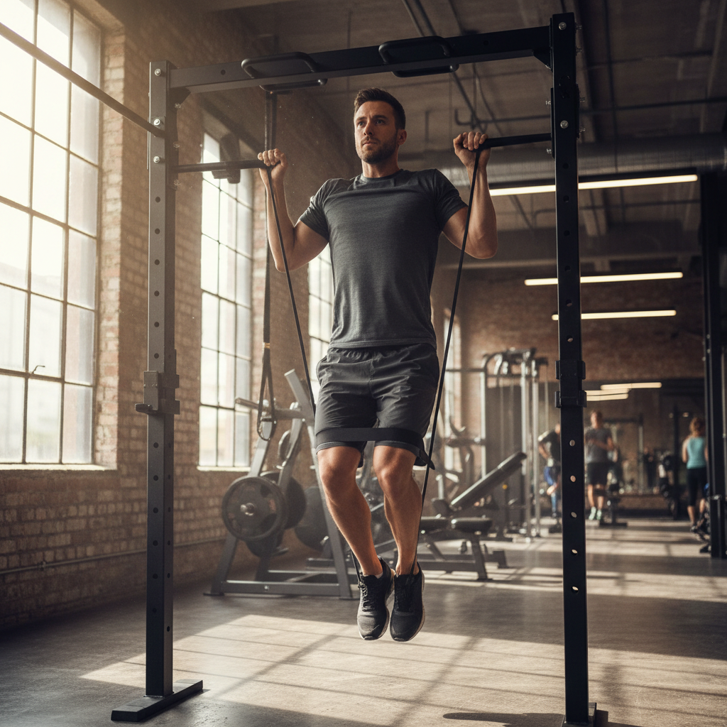 Homme utilisant bande élastique traction FlexMove