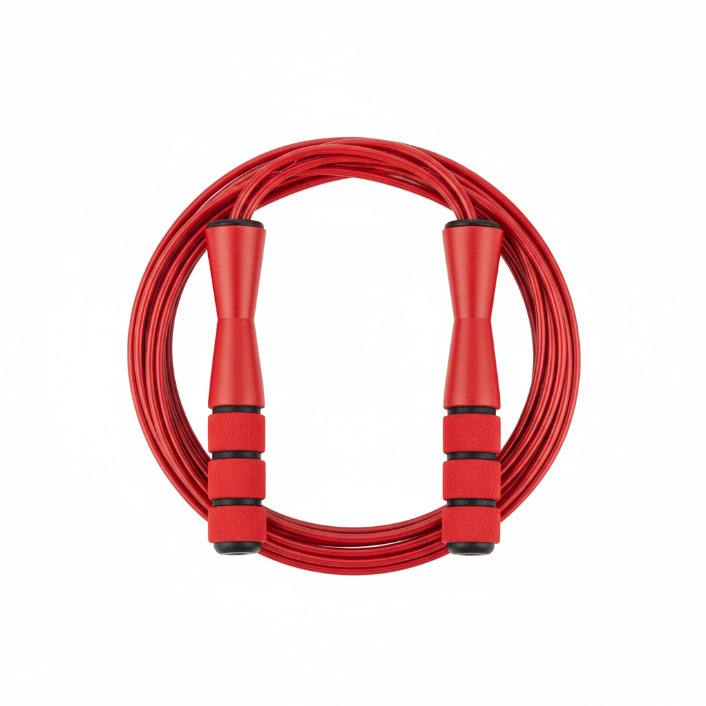 Corde à sauter rouge fond blanc