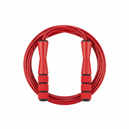 Corde à sauter rouge fond blanc