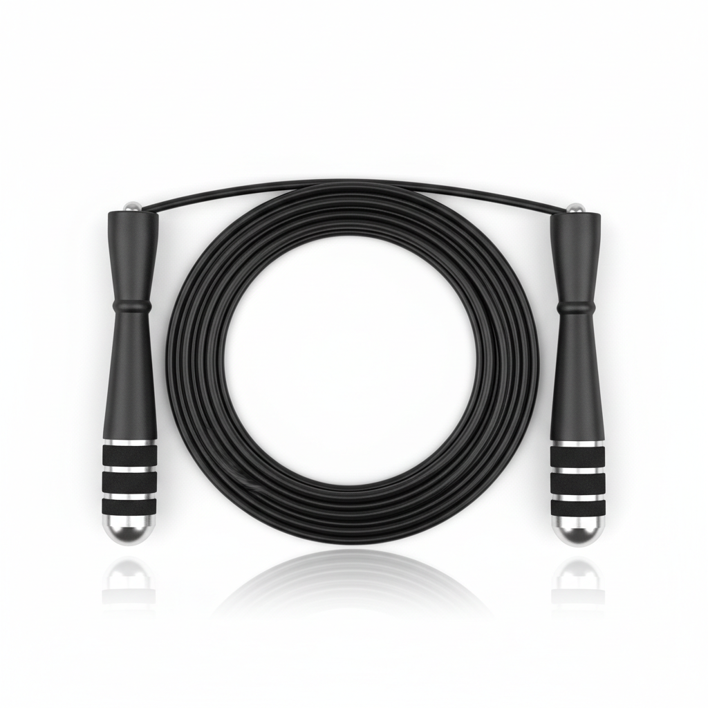 Corde à sauter noire fond blanc