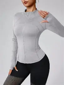 Veste ajustée à manches longues avec zip intégral